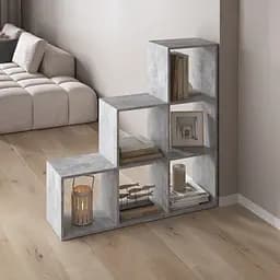 Книжная полка стеллаж Vays M-39 Бетон с 6 ячейками этажерка для дома игрушек и декора ЛДСП 108x29x108 см