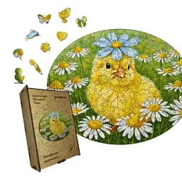 Дерев'яний фігурний пазл Загублене Курчатко, А4, Дерев'яна коробка 100 елементів