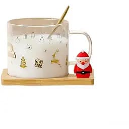 Чашка Led Ny Santa Limited Edition для чаю/кави з бамбуковою підставкою та ложкою 280 мл (B060703)