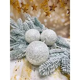 Набір ялинкових куль Паєтка 100 мм 6 шт Білий