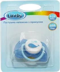 Пустышка латексная Lindo Кит, анатомическая, 6-12 мес., голубой (Pk012/6-12 г)