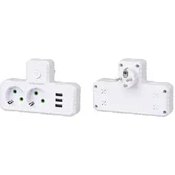 Розетка-подрібнювач із заземленням Voltronic F-302 White, 2 розетки + 3 USB (1 А), 2500 W, 10 A, 220V - мініатюра 3