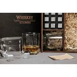 Подарунковий набір Whiskey Stones камені для віскі у дерев'яному пеналі №8 + 4 склянки Pasabahce Luna + щипці + мішечок - мініатюра 5