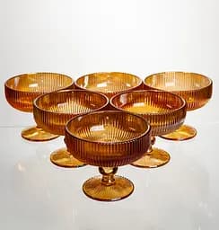 Набор креманок на ножке 6 штук 340 мл стеклянные креманки для мороженого жле и десертов Золотистый Yiwu HP-19-212