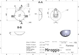 Умивальник Miraggio FLORENCE (0000197) Miramarble, Глянцевий, Накладний, Білий - мініатюра 2