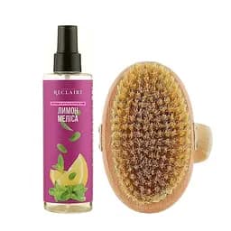 Холодный антицеллюлитный массажный набор Масло+Мини-щетка Reclaire cosmetics