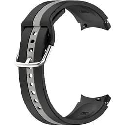 Ремешок для Samsung Galaxy Watch 4 44mm - черно-серый ширина крепления 20мм силикон Watchbands D2 (W17-3WB12225125)