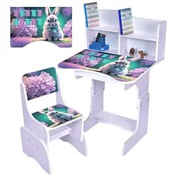 Дитяча парта Bambi N 2071-1-6 Зайченя з таблицею множення та стільчиком лаванда