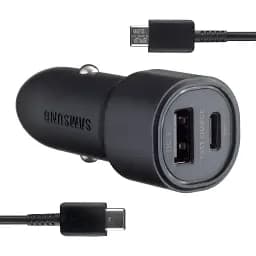 Автомобильное зарядное устройство Samsung Dual Port Car Charger USB + Type-C Port 25W With Cabble Type-C to Type-C High c0py Черный