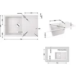 Кухонна мийка Lidz 790x495/230 WHI-01 біла (LIDZWHI01790495230) - мініатюра 10