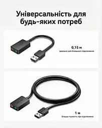 Звукова карта Vention USB AUX jack, 2*TRRS (Mic + Ear) 1м чорна (CDYBF) - мініатюра 13