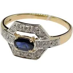 Золотое кольцо Центрумикс трейд с бриллиантами и сапфиром. Артикул RS588K 19,5