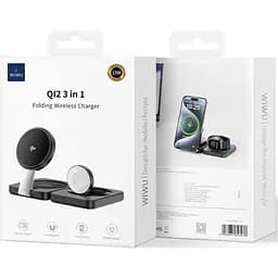 Бездротовий зарядний пристрій WiWU Wi-W028 3in1 Wireless Charger with MagSafe Black [121108] - мініатюра 5