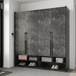 Шафа для одягу Flamecame у передпокій зі штангою та поличками на 4 двері FR-10 Бетон темний