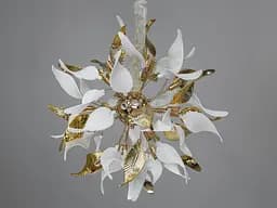 Изысканная подвесная люстра с керамическими элементами, 12 ламп, золото.