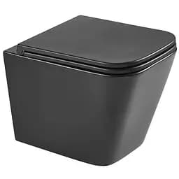 Унитаз подвесной Mixxus Premium Quadro-0301-T3 Black 490x340x360 мм, система смыва Tornado 3.0 MP6587, Черный матовый