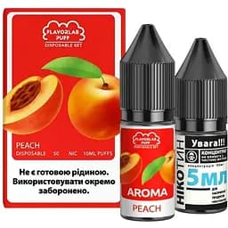 Набор компонентов для самозамеса солевой жидкости для вейпа Flavorlab Disposable Puff 10 мл 0-50 мг Peach Персик (15451)