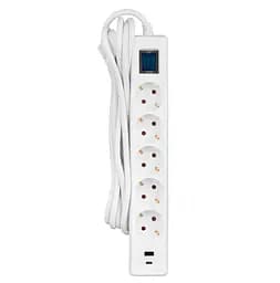 Мережевий фільтр-подовжувач 2E SP-515-M3USB-WH 3 м, 5xТипF, 16A, 1xUSB-A,1xUSB-C