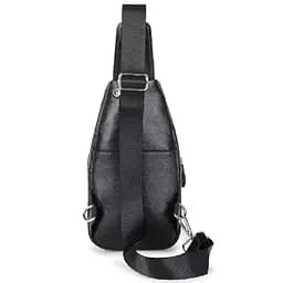 Шкіряний чорний слінг на два відділи Tiding Bag FL-A25F-8803A - мініатюра 7
