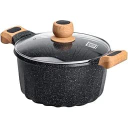 Кастрюля алюминиевая MGC HP-4-433B с антипригарным покрытием 5 л черная