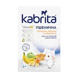 Пшенична каша Kabrita на основі козячого молока з бананом, яблуком і абрикосом для дітей від 6 місяців 180 г