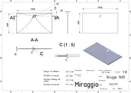 Душовий піддон Miraggio BRUGGE 1600 (0000613) Miramarble | Глянцевий | Прямокутний | Білий - мініатюра 2