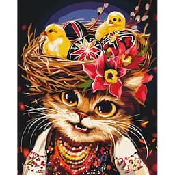 Картина за номерами на підрамнику Brushme Великодня киця Маріанна Пащук
