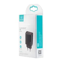 МЗП USAMS CC133 T40 QC3.0 + PD Digital Display Fast USB + Type-C Charger 20W ( EU ) Black - мініатюра 2