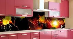 Кухонний фартух Жовті Лілії Бризки ПВХ 60х200 см Абстракція Коричневий Happy Pocket Z183392 - мініатюра 3