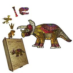 Пазл деревянный Динозавр Трицератопс, А3, Деревянная коробка 200 элементов