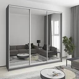 Шафа-купе тридверна MebelStar Уні AL 3 Дзеркала 250x45x240 см Антрацит (MBS-1987)