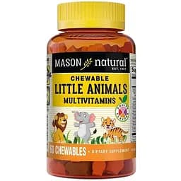 Вітаміни та мінерали Mason Natural Little Animals Multivitamins Chewable, 60 жувальних таблеток
