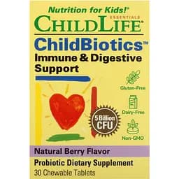 Поддержка иммунитета и пищеварения для детей ChildLife Immune & Digestive Support ChildBiotics 5 млрд КОЕ со вкусом ягод 30 жевательных таблеток