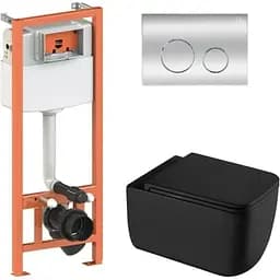 Набір Q-tap Nest 4 в 1 підвісний унітаз Gemini Ultra Quiet 530х365х373 + комплект інсталяції QT2533076EUQMB46174