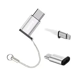 Адаптер Remax Nomi металевий 2 in 1 мicro USB/Type-C сіро-золотистий - мініатюра 3