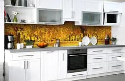 Вініловий кухонний фартух Пожовклі дерева наклейка для кухні ліс Природа Помаранчевий Happy Pocket Z181838 - мініатюра 6