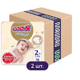 Упаковка подгузников для детей Goo.N Premium Soft 2 S (3-6 кг) на липучках унисекс 140 шт. (70 шт. х 2 шт.)