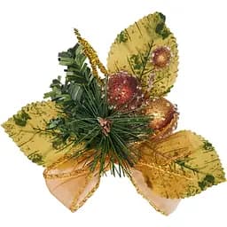 Веточка новогодняя Devilon декоративная с листочками и ягодами 8х11 см (470570)