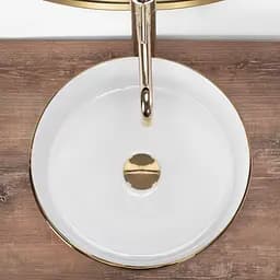 Умивальник Rea Sami накладний white brushed gold REA-U6630, Золотий - мініатюра 4