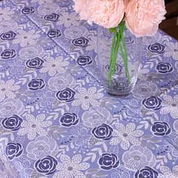 Скатертина MirSon №203 Blue flowers 220х130 см рогожка синя з білим - мініатюра 3