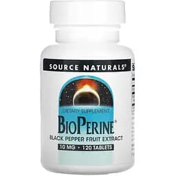 Екстракт чорного перцю Source Naturals BioPerine 10 mg, 120 таблеток