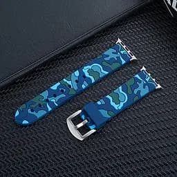 Ремінець Creasted для годинника Apple Watch 38 мм 40 мм силіконовий з пряжкою, Camouflage with blue - мініатюра 5