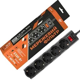 Сетевой фильтр-удлинитель LogicPower PPREMIUM LPX5 Black, 5 розеток, 5м, 3520Вт - мініатюра 1