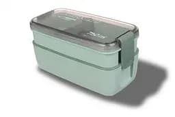 Ланч-бокс эко на 2 яруса с приборами Laprida Delicious lunch 02 Зеленый 750 мл (64-21-1172)