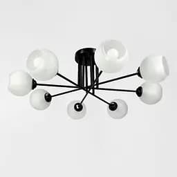 Современная плафонная люстра в черном корпусе на 8 ламп Ø 80 см Ст. 4222/8G BK+WT | Line F