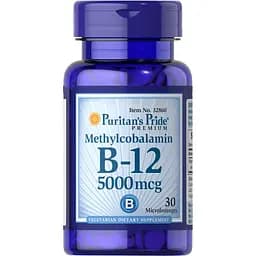 Вітаміни та мінерали Puritan's Pride Vitamin B-12 5000 mcg (Methylcobalamin), 30 мікро льодяників