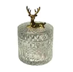 Цукерниця Olens 8030-386 Золотий олень скло з фацетованим дизайном 250 мл Прозорий