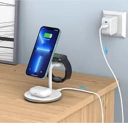 Бездротовий зарядний пристрій Choetech T585-F 3in1 Magnetic Wireless Charging White [101520] - мініатюра 5