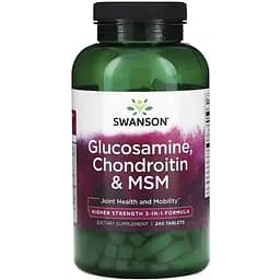 Хондропротектор Swanson Glucosamine, Chondroitin & MSM (1 per day) Highest Strength, 240 таблеток