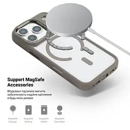 Чехол Apple iPhone 17 Pro, Unit MagSafe, серый, прозрачный, магсейф, ударопрочный, магнитный, панель-накладка с поддержкой MagSafe, с поддержкой беспроводной зарядки, TPU+PC, защита всего корпуса, ударопрочный, ArmorStandart (ARM87912) - мініатюра 4